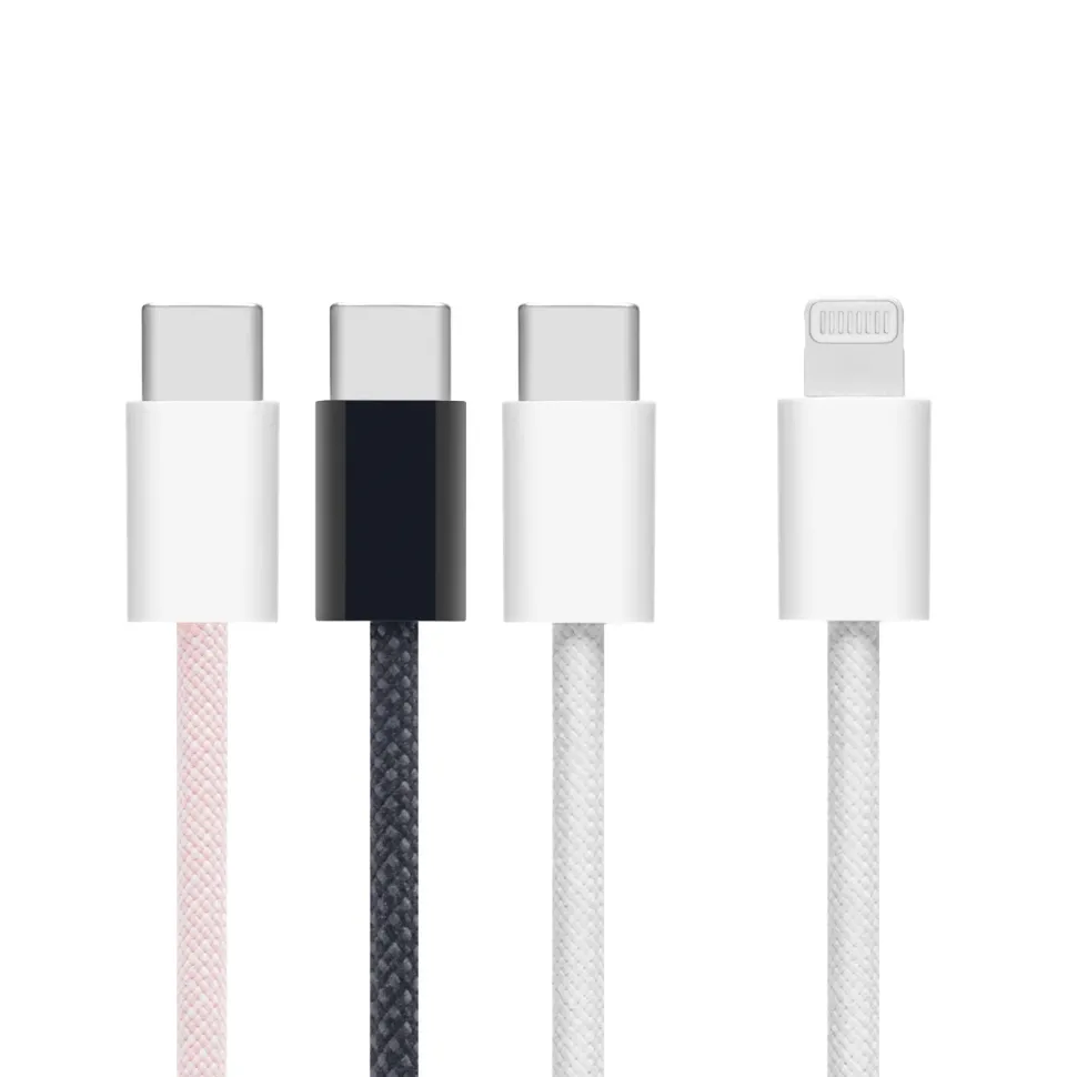 Linocell Flätad USB-C- till Lightning-kabel Vit 2 m
