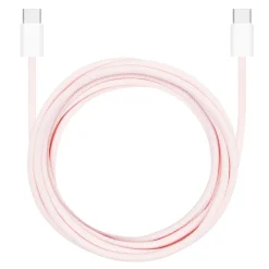 Linocell Flätad USB-C- till USB-C-kabel 60W Rosa 2 m