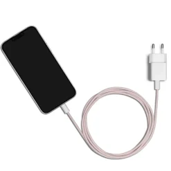 Linocell Flätad USB-C- till USB-C-kabel 60W Rosa 0,5