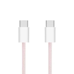 Linocell Flätad USB-C- till USB-C-kabel 60W Rosa 1 m