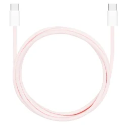 Linocell Flätad USB-C- till USB-C-kabel 60W Rosa 1 m