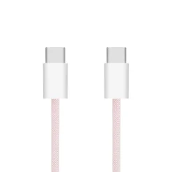 Linocell Flätad USB-C- till USB-C-kabel 60W Rosa 1 m