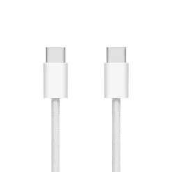 Linocell Flätad USB-C- till USB-C-kabel 60W Vit 1 m