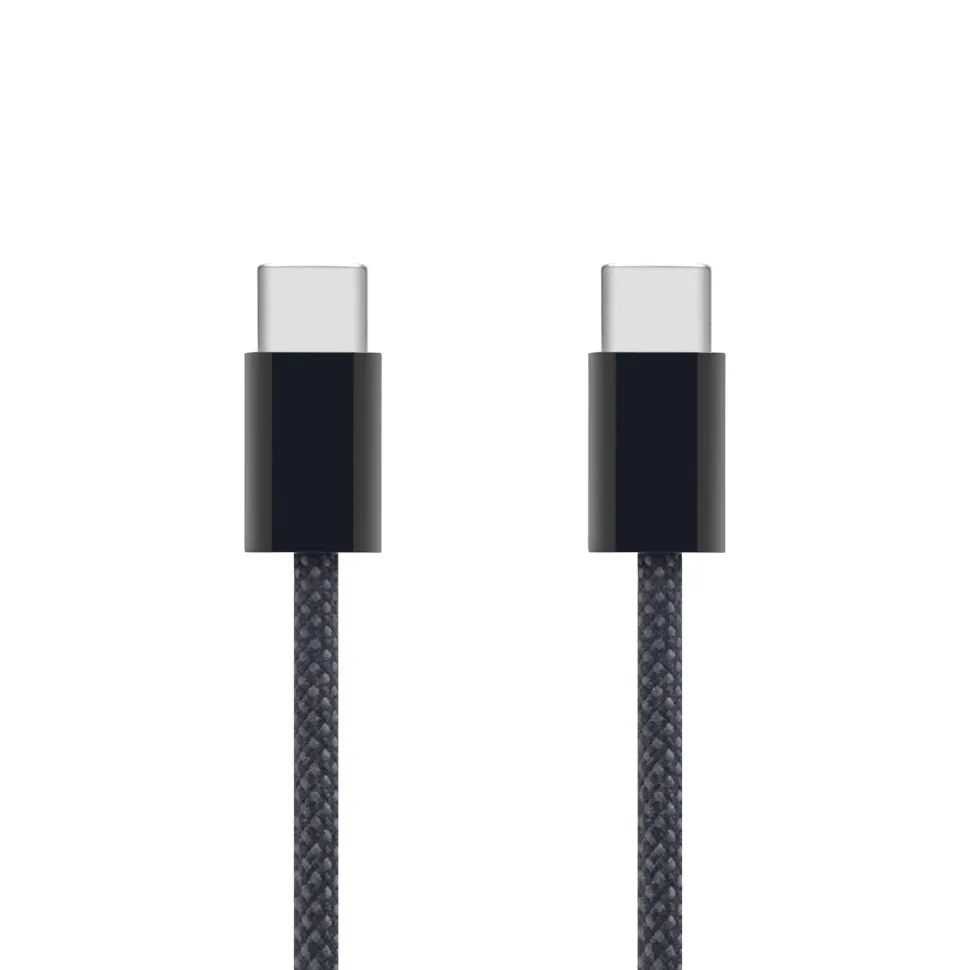 Linocell Flätad USB-C- till USB-C-kabel 60W Svart 2 m