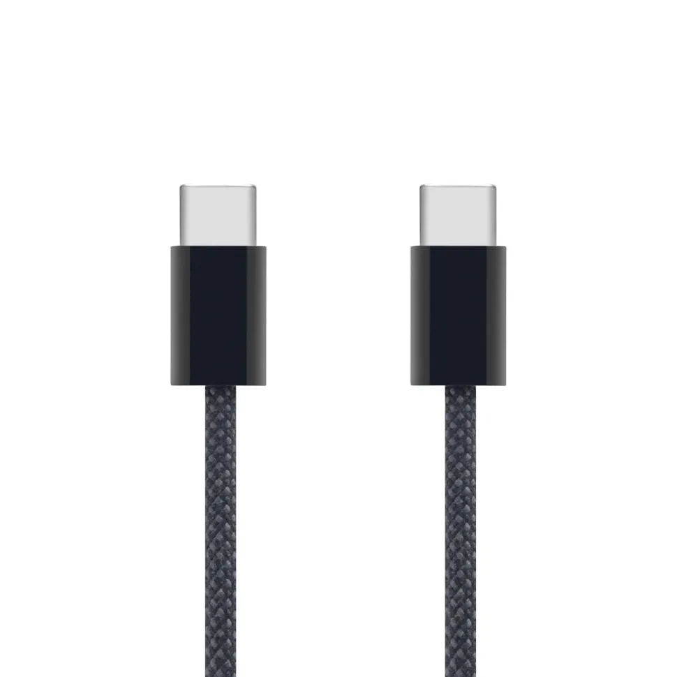 Linocell Flätad USB-C- till USB-C-kabel 60W Svart 2 m