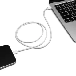 Linocell Flätad USB-C- till USB-C-kabel 240 W Vit 1m