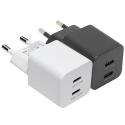 Linocell GaN snabbladdare 35 W PD med 2 USB-C-portar Vit