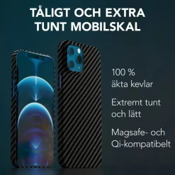 Linocell Premium Kevlar Tåligt skal för iPhone 12 Pro Max Svart