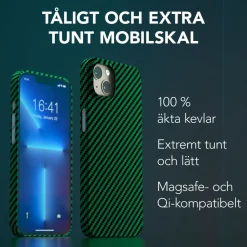 Linocell Premium Kevlar Tåligt skal för iPhone 13 Grön