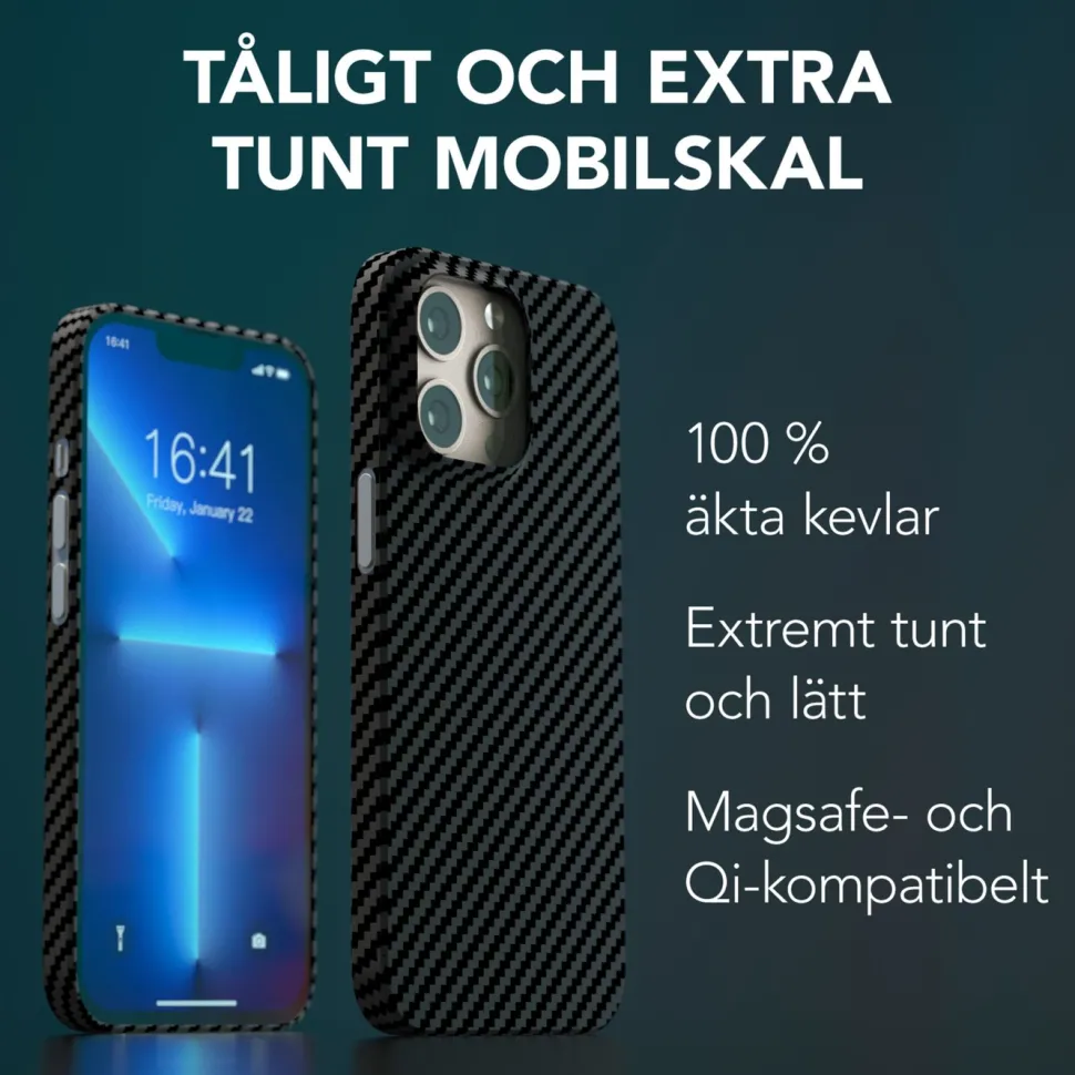 Linocell Premium Kevlar Tåligt skal för iPhone 13 Pro Svart