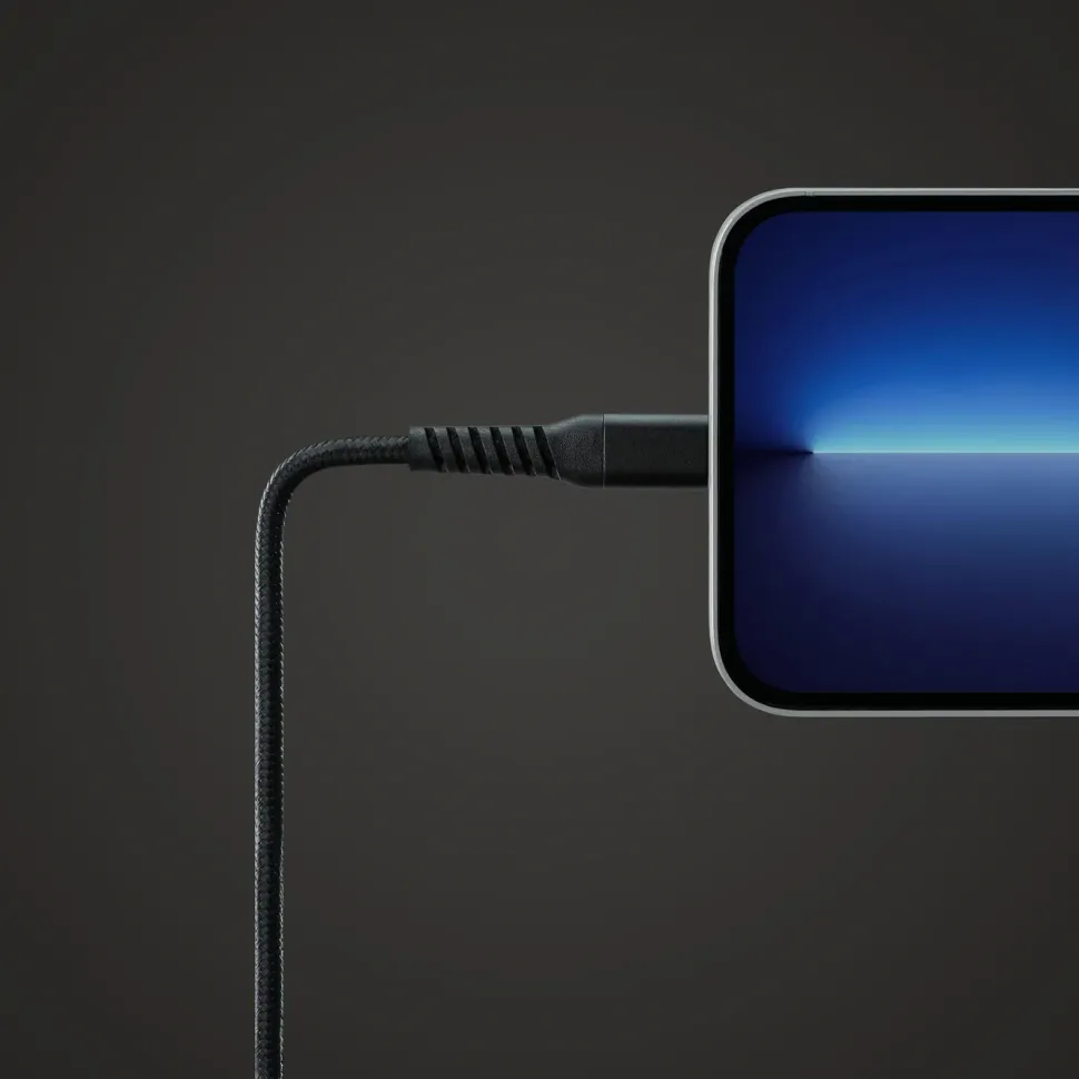 Linocell Premium Kevlar USB-A till Lightning-kabel 1 m Svart