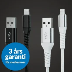 Linocell Premium Kevlar USB-A till Lightning-kabel 1 m Svart