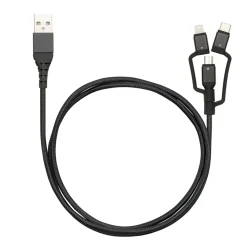 Linocell Premium USB-A till Micro-USB, Lightning och USB-C adapter Svart
