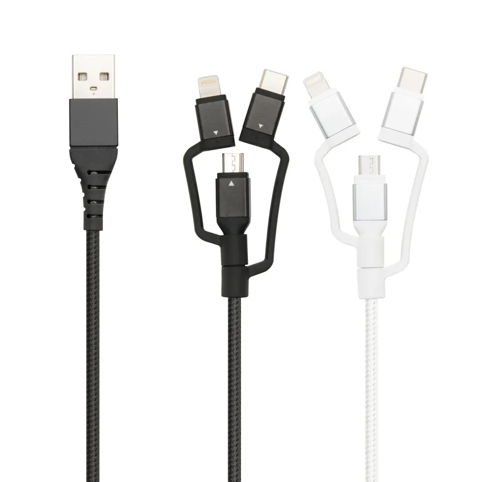Linocell Premium USB-A till Micro-USB, Lightning och USB-C adapter Svart