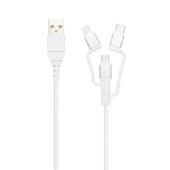 Linocell Premium USB-A till Micro-USB, Lightning och USB-C adapter Vit