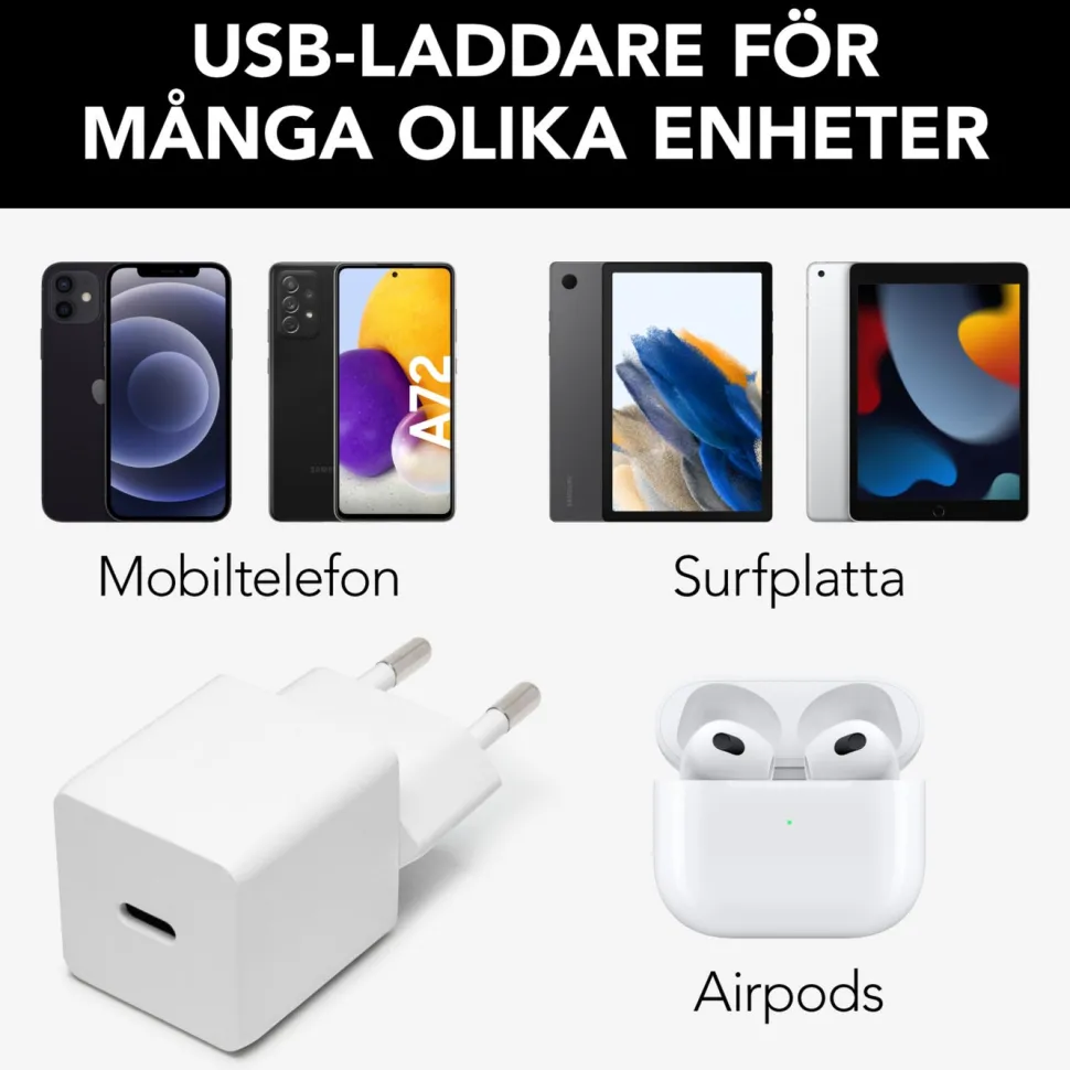 Linocell USB-C-laddare med PD 20 W Vit