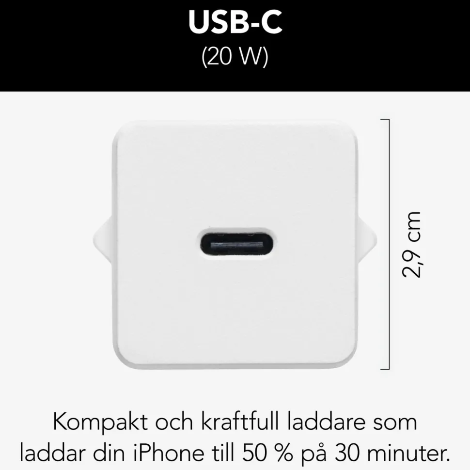 Linocell USB-C-laddare med PD 20 W Vit