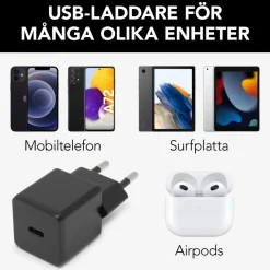 Linocell USB-C-laddare med PD 20 W Svart