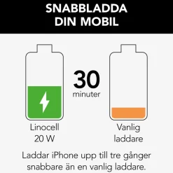 Linocell USB-C-laddare med PD 20 W Svart