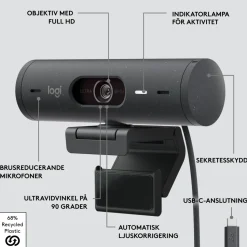 Logitech Brio 500 webbkamera USB-C