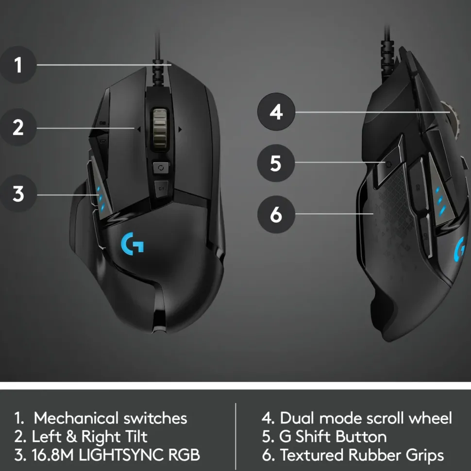 Logitech G 502 Hero Gaming-mus för proffs