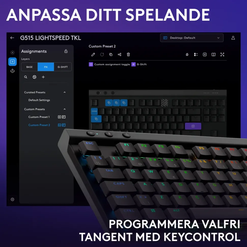 Logitech G515 Lightspeed TKL Tactile Svart