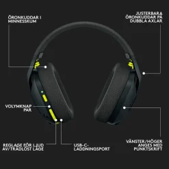 Logitech G 435 Lightspeed Trådlöst gaming-headset Svart & Neongul