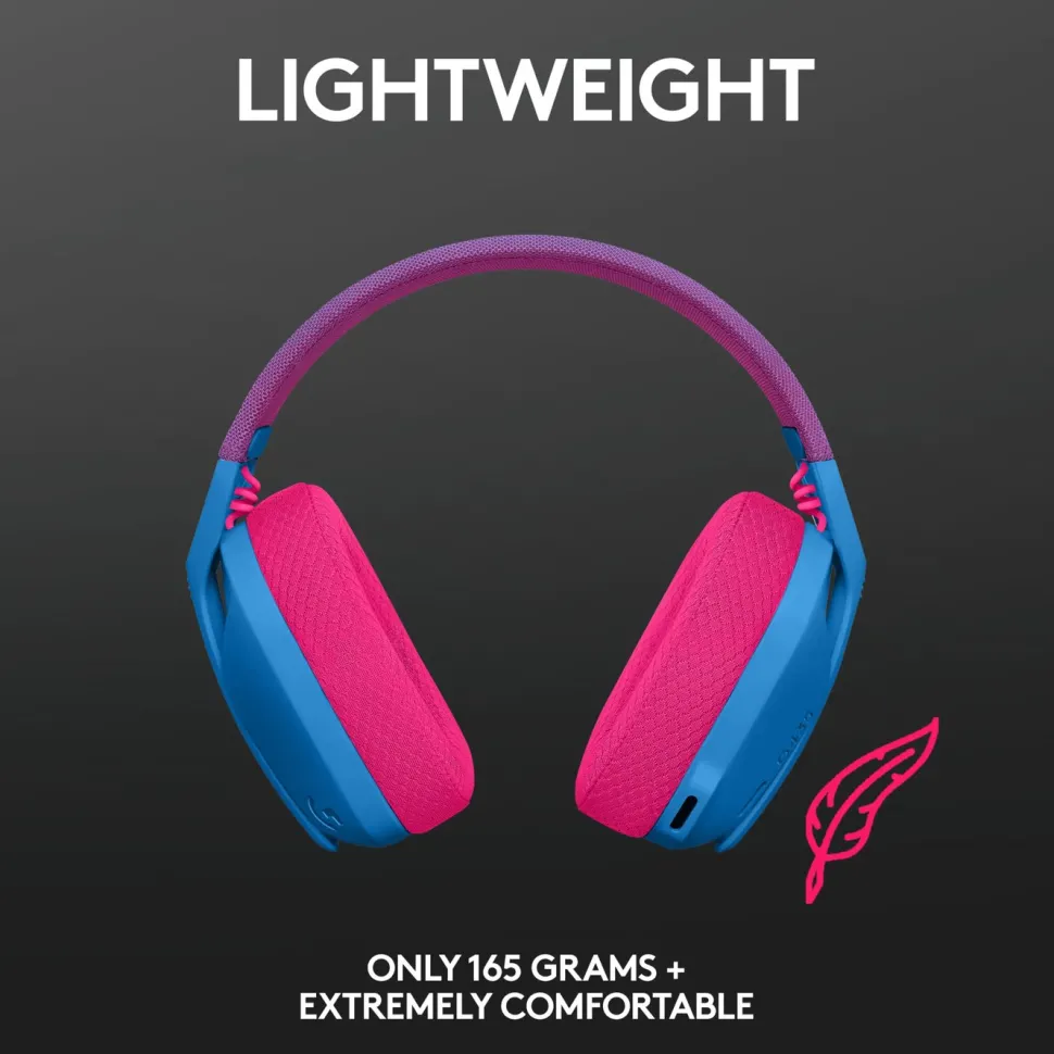 Logitech G 435 Lightspeed Trådlöst gaming-headset Blå & Hallon