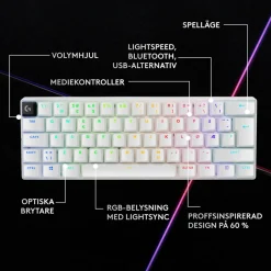Logitech G PRO X 60 Lightspeed Trådlöst gaming-tangentbord Tactile White