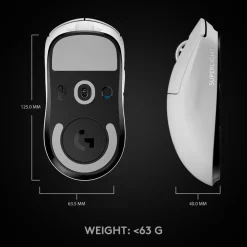 Logitech G Pro X Superlight Trådlös gaming-mus Vit