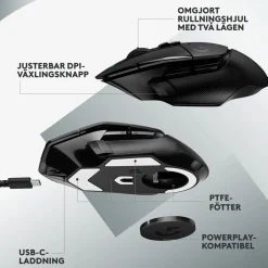 Logitech G 502 X Lightspeed Trådlös gamingmus Svart