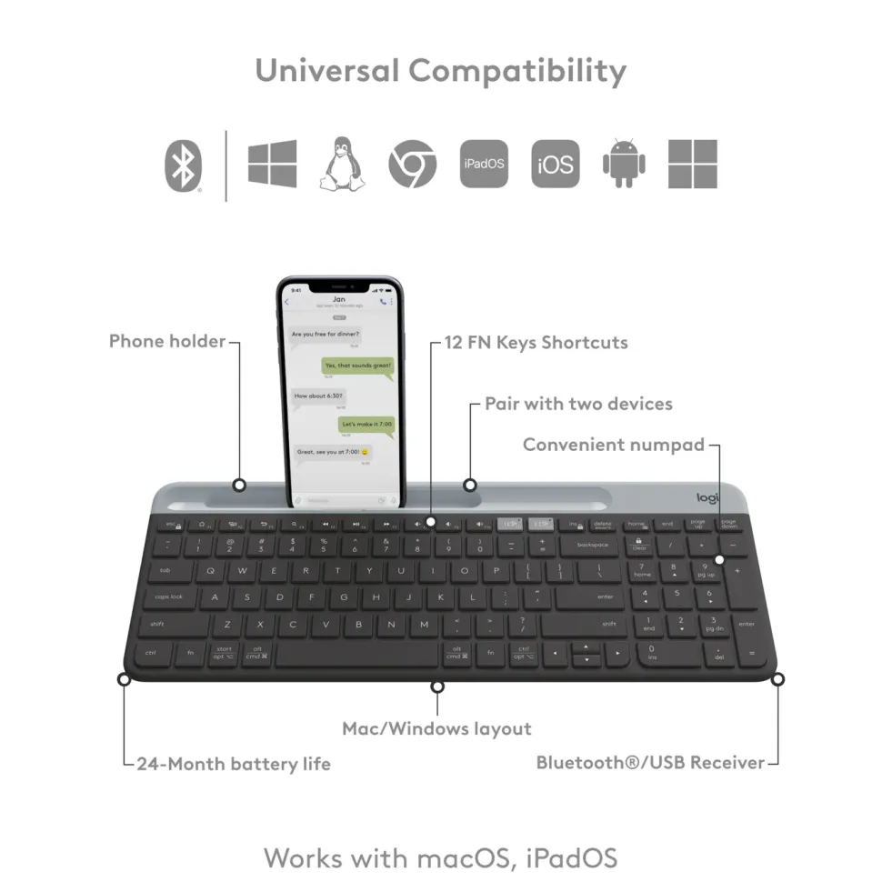 Logitech K580 Slim Trådlöst tangentbord