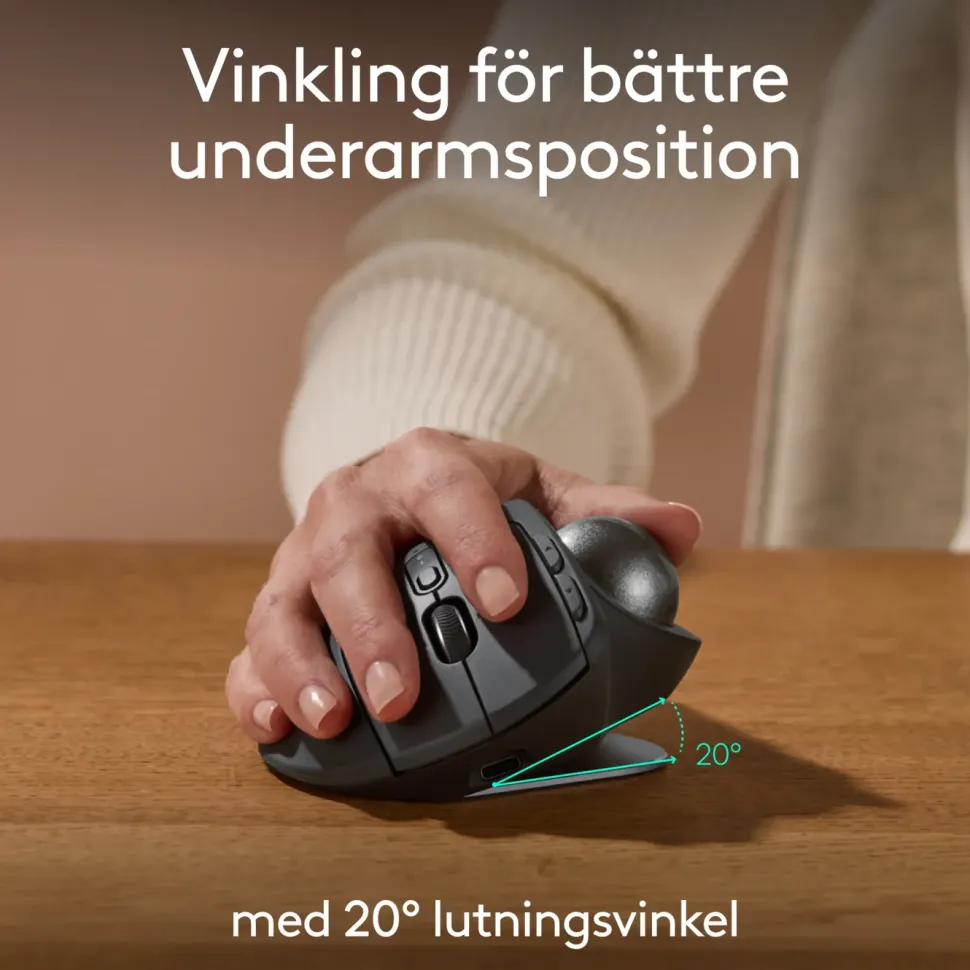 Logitech MX Ergo S Ergonomisk mus med styrkula