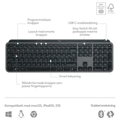 Logitech MX Keys S Trådlöst tangentbord Graphite
