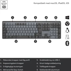 Logitech Mx Mechanical Mekaniskt tangentbord Brown Tactile Quiet