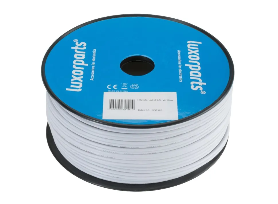 Luxorparts Högtalarkabel 1,5 mm² Vit 10 m