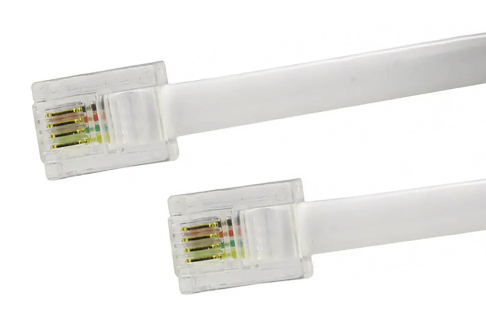 Luxorparts Telefonkabel RJ11 till RJ11 vit 2 m