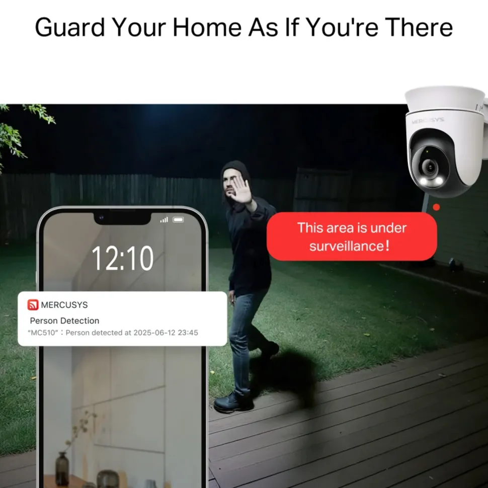 Mercusys MC510 – Outdoor Pan/Tilt Security Wi-Fi Övervakningskamera