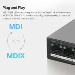 Mercusys MS105GP 5-portars gigabitswitch med POE+