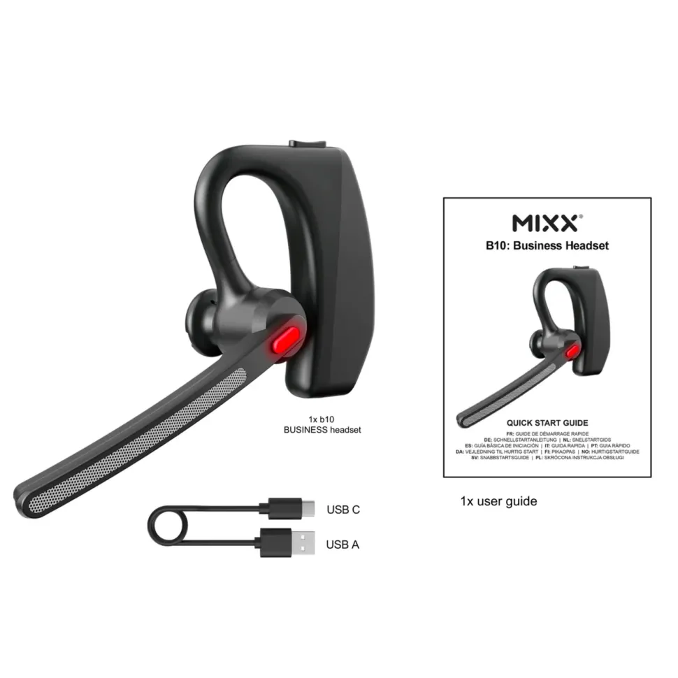 MIXX Mono Headset B10 trådlöst med ENC-mikrofon Svart