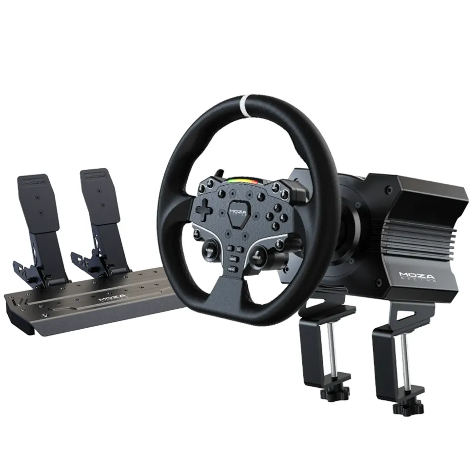 MOZA Racing R5 racingsimulator med ratt och pedaler