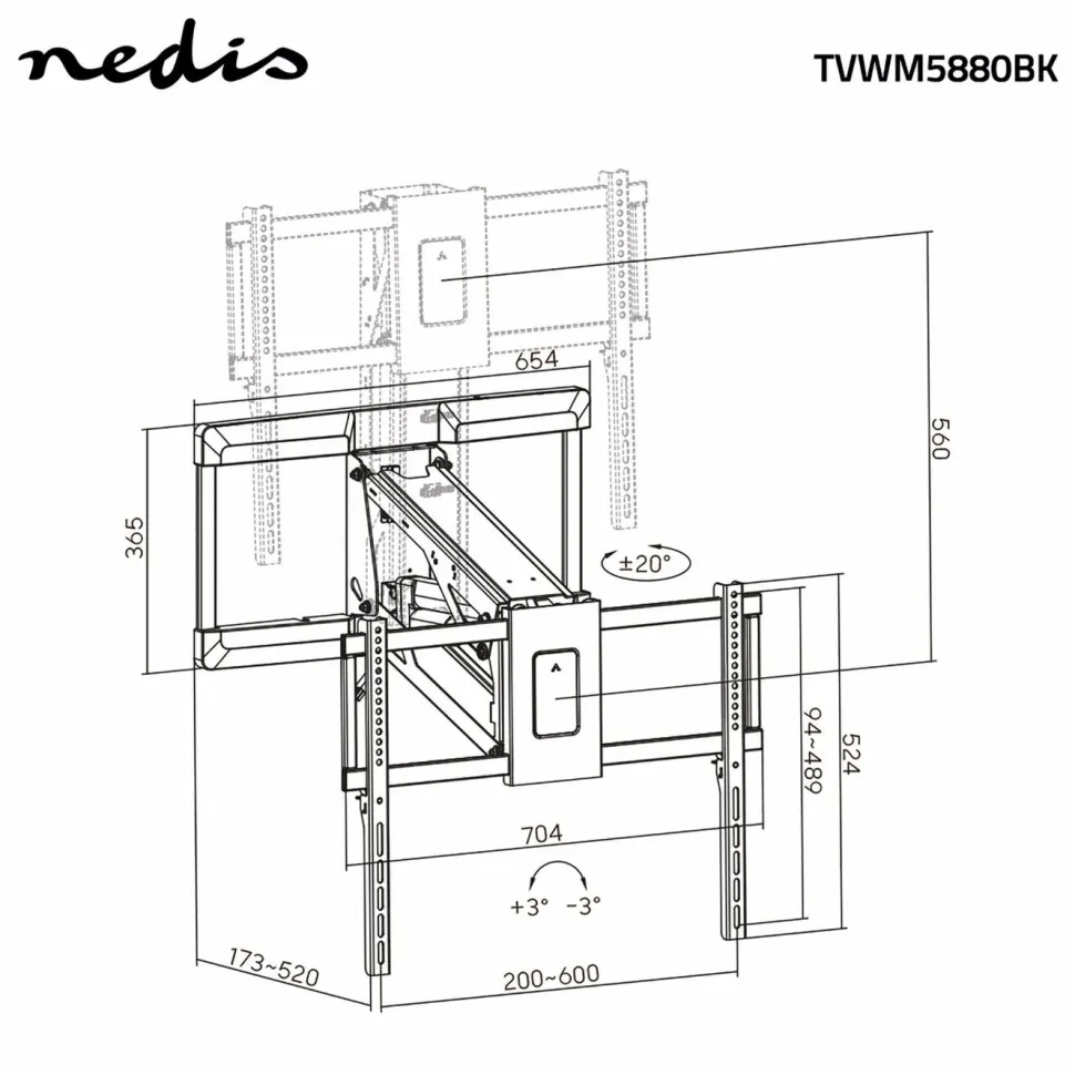 Nedis Motoriserat tv-väggfäste 37–75”