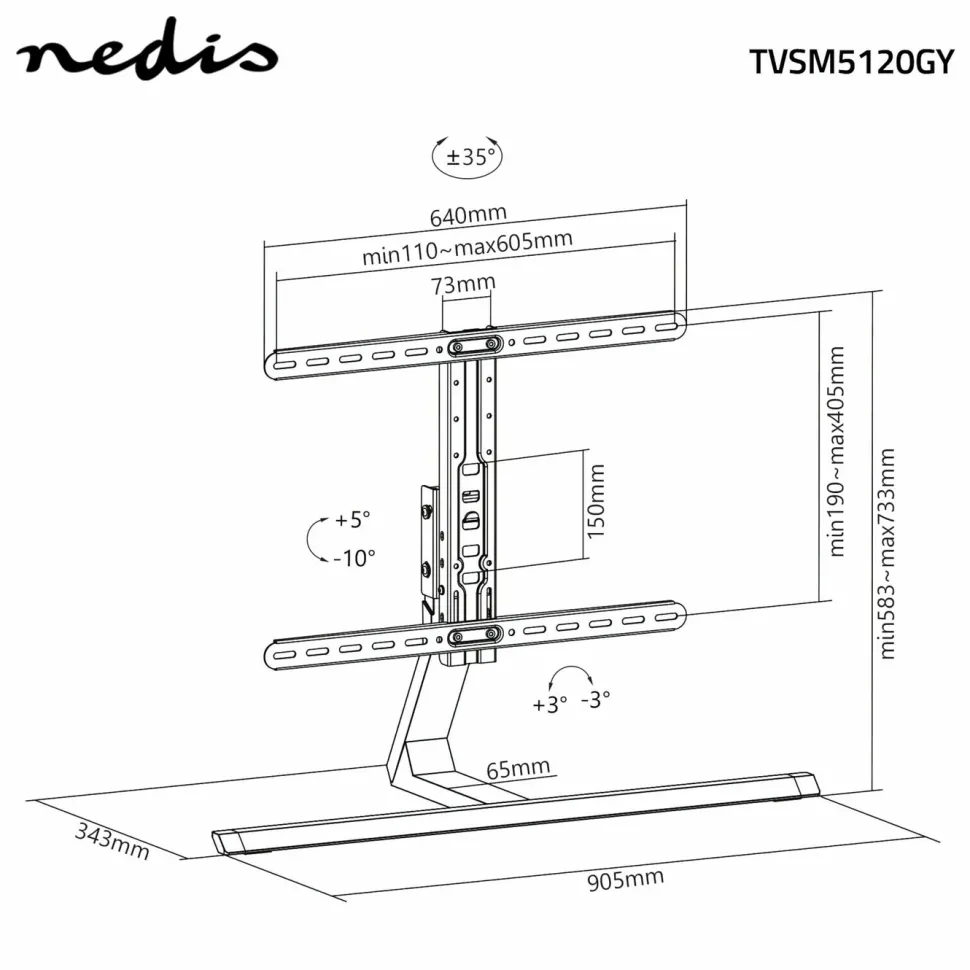 Nedis Tilt- och roterbart bordsstativ för tv 37-75"