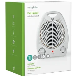 Nedis Värmefläkt 1000/2000 W med vältskydd Vit