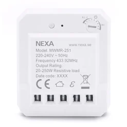 Nexa Infälld fjärrströmbrytare med dimmerfunktion 250 W