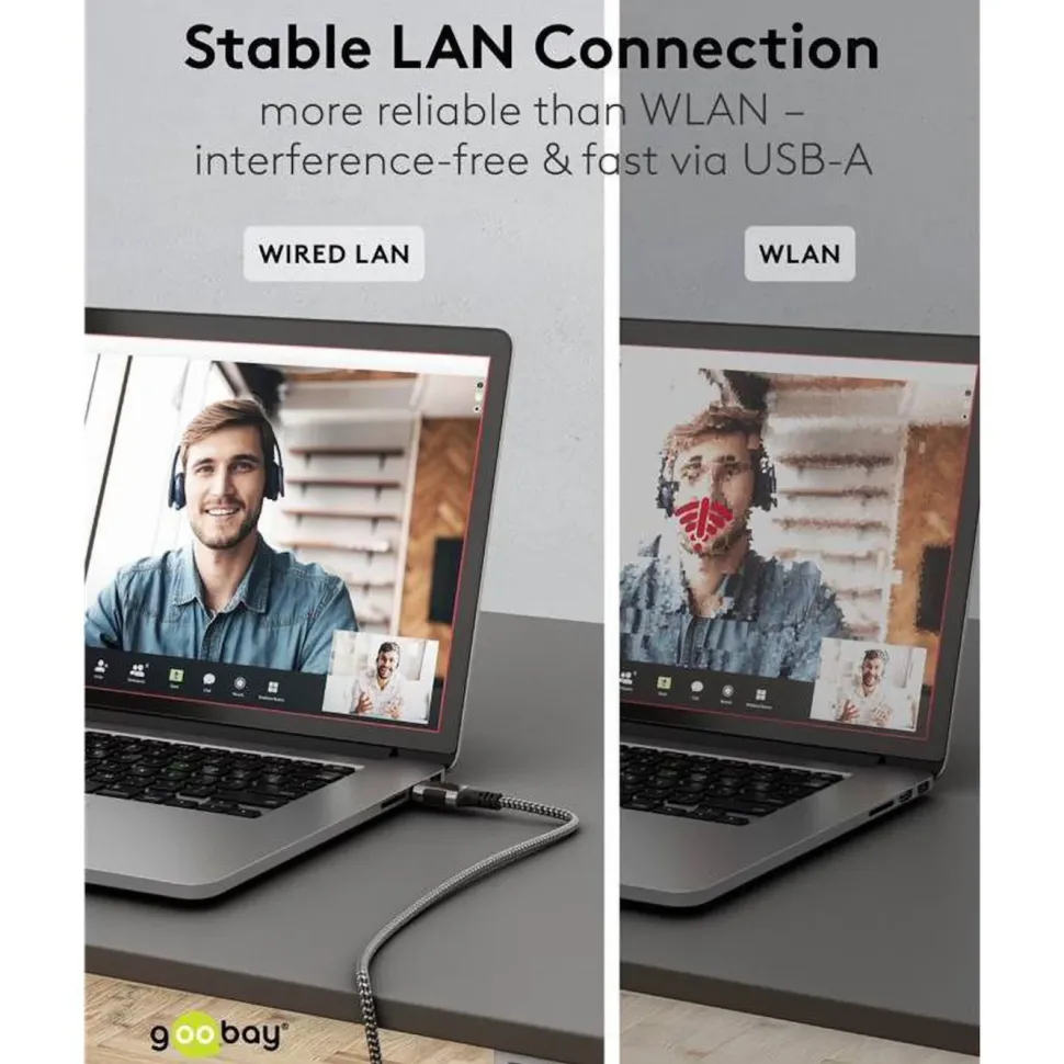 Nätverkskabel med USB-anslutning USB-A 2 m