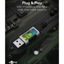 Nätverkskabel med USB-anslutning USB-A 2 m
