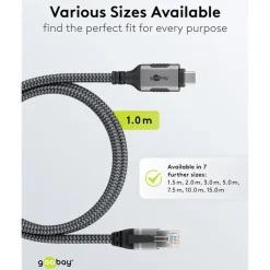 Nätverkskabel med USB-anslutning USB-C 1 m