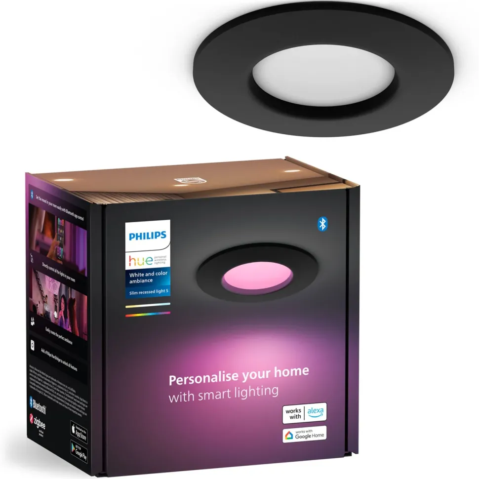 Philips Hue Slim infälld belysning Ø90 mm Svart