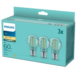 Philips LED-lampa E27 806 lm 3-pack